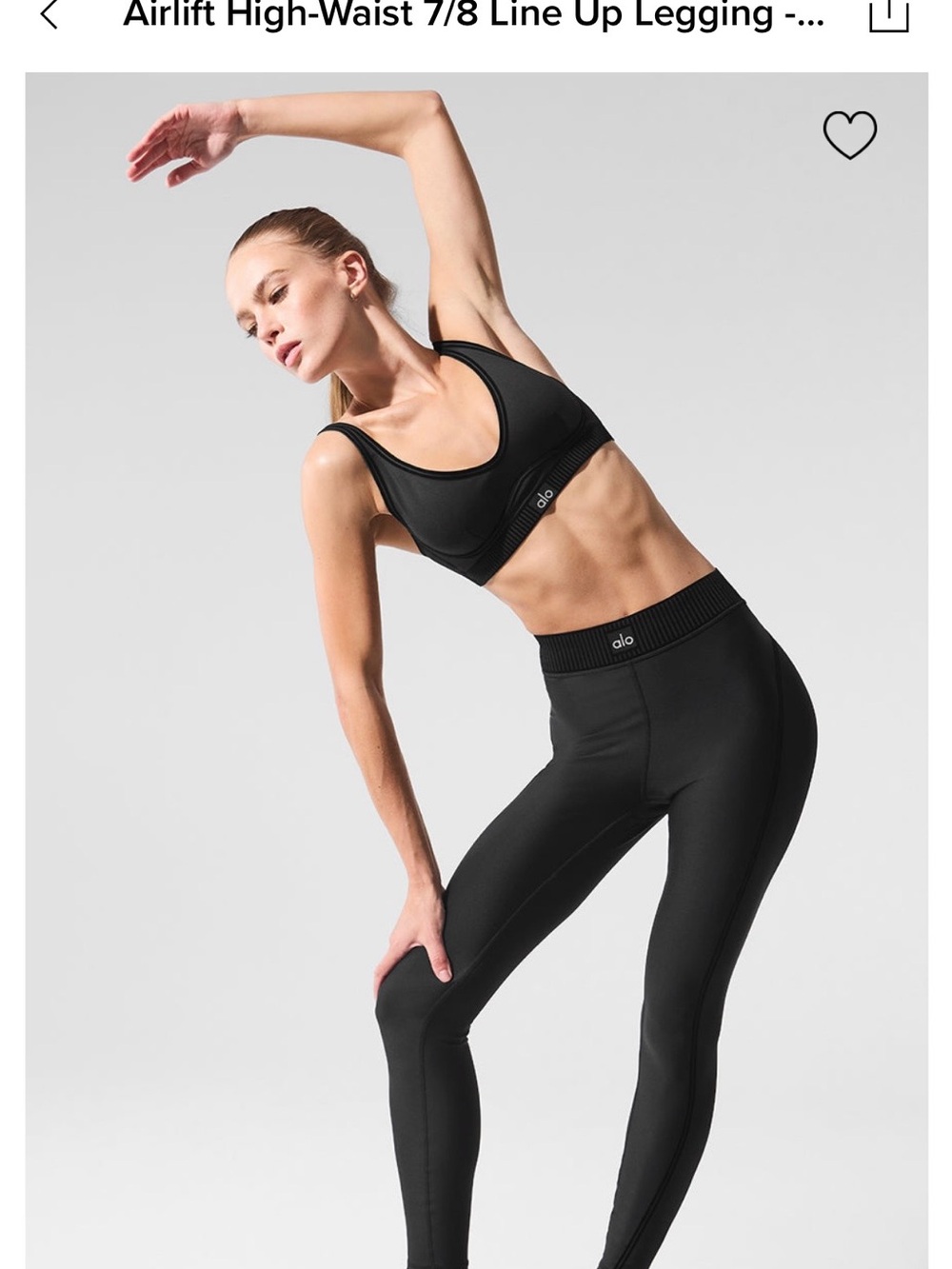 ALO Yoga Airlift Line Up Bra & Legging Set Black L